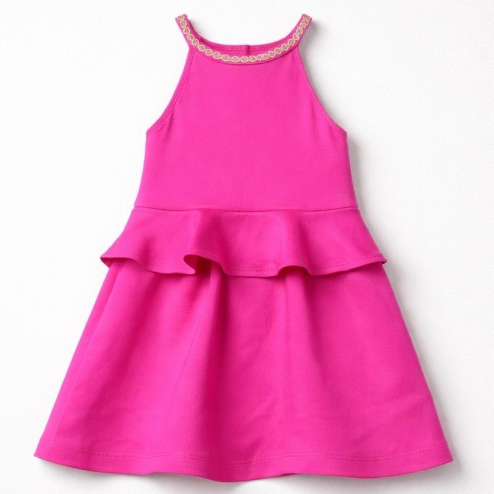 Lilly Pulitzer Vibrant Pink Caesara peplum dress size 4 - 5 NWT